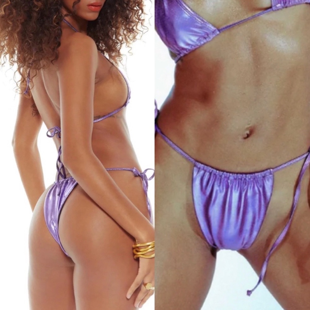 Jaded London Purple Metallic Bikini Bottoms